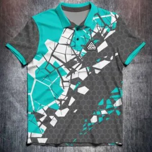 Broken Pieces Hexagon Aqua Grey